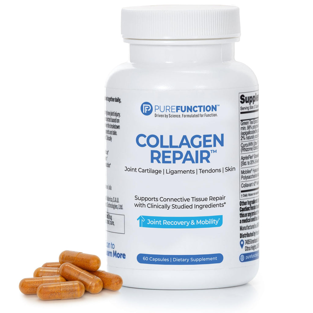 PUREFUNCTION Collagen Repair Joint Support Supplement - Boswellia, Turmeric, Hyaluronic Acid, EGCG, and Undenatured Collagen for Joint Maintenance and Repair - 60 Capsules PUREFUNCTION Au supplements