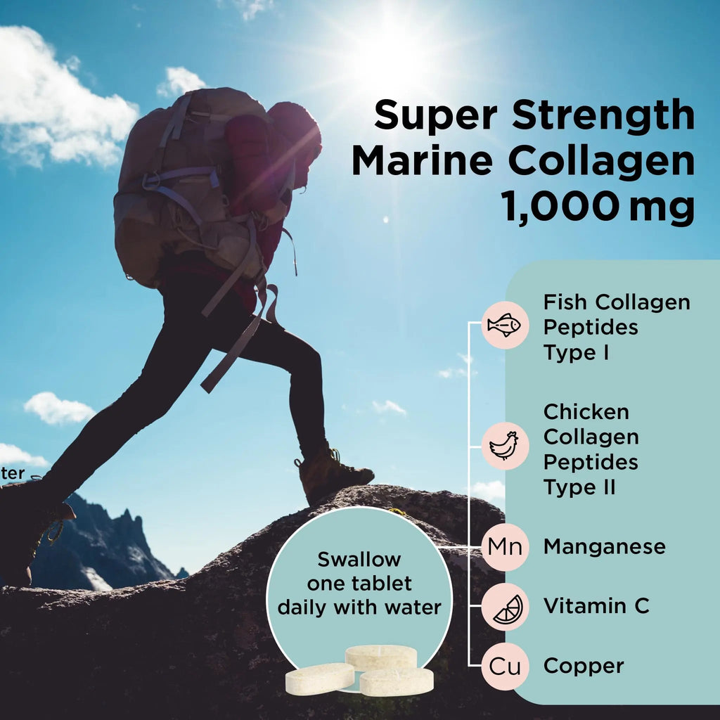 Healthspan 1,000mg Marine Collagen Complex 60 Tablets | 800mg Type I + 200mg Type II Collagen healthspan Au supplements