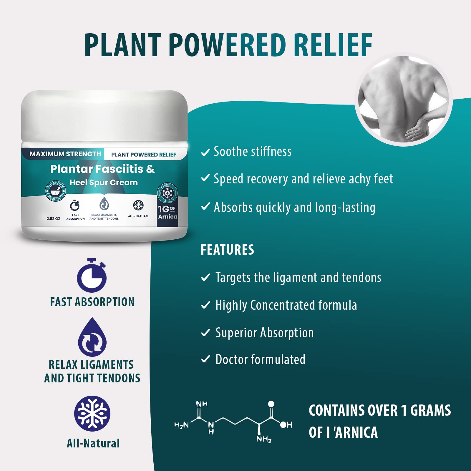 M PAIN MANAGEMENT TECHNOLOGIES Plantar Fasciitis And Heel Spur Cream By PMT - Cream For Foot Relief. High Concentration of Arnica; Vitamin B6, MSM, Glucosamine - To Soothe and Relieve - 2.82 OZ M PAIN MANAGEMENT TECHNOLOGIES Au supplements