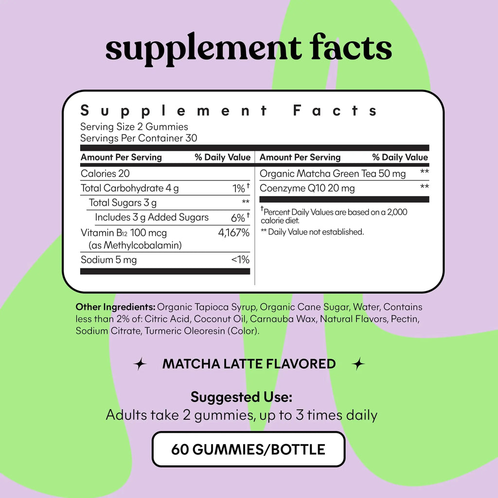 Lemme Matcha Superfood Energy Gummies with Organic Matcha Green Tea, Vitamin B12 Lemme Au supplements