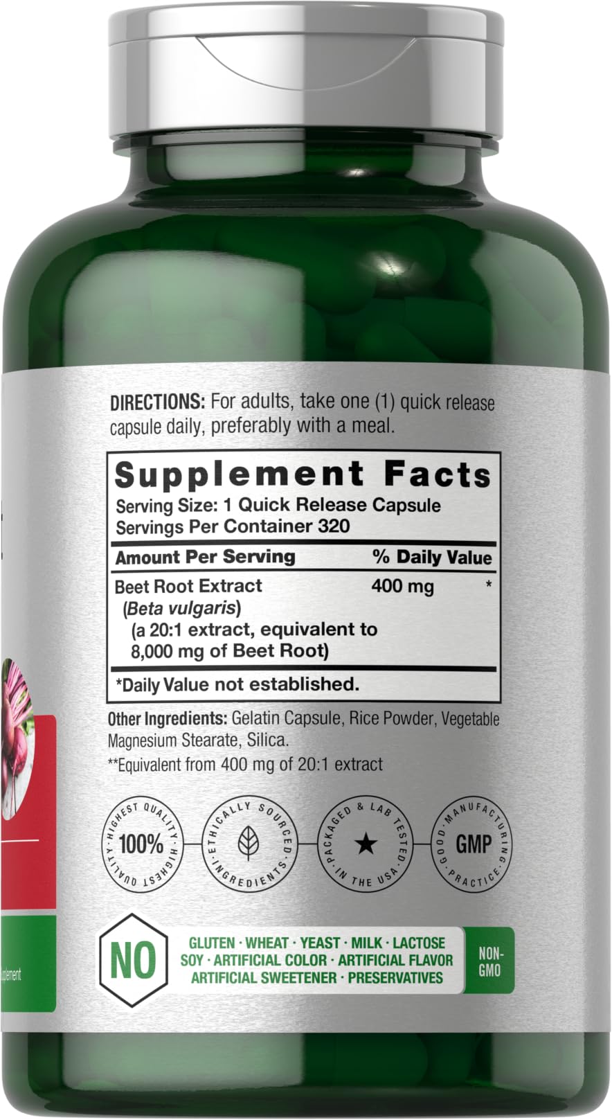 Horbäach Beet Root Powder Capsules | 320 Pills | Non-GMO, Gluten Free Formula | High Potency Herbal Extract Supplement