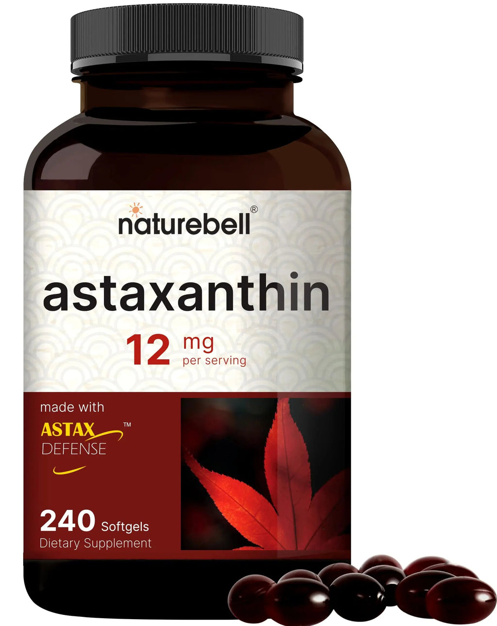 NatureBell Astaxanthin 12mg, 240 Softgels, Made with Astax, Max Strength NatureBell Au supplements
