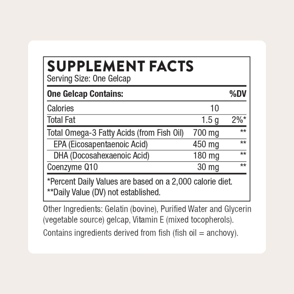 THORNE - Omega-3 with CoQ10 - Omega-3 Fatty Acids Supplement with CoQ10 - EPA and DHA - 90 Gelcaps THORNE Au supplements