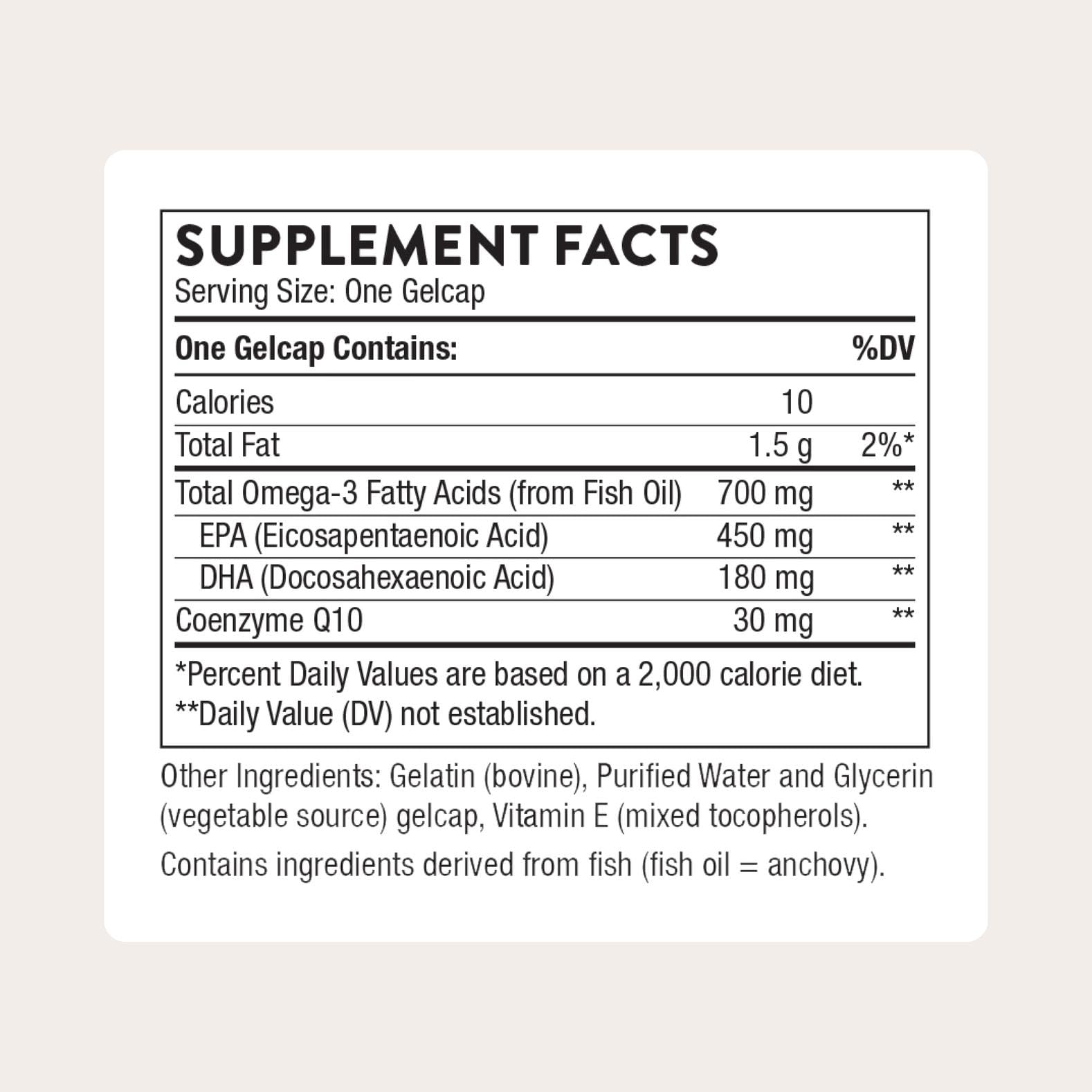 THORNE - Omega-3 with CoQ10 - Omega-3 Fatty Acids Supplement with CoQ10 - EPA and DHA - 90 Gelcaps THORNE Au supplements