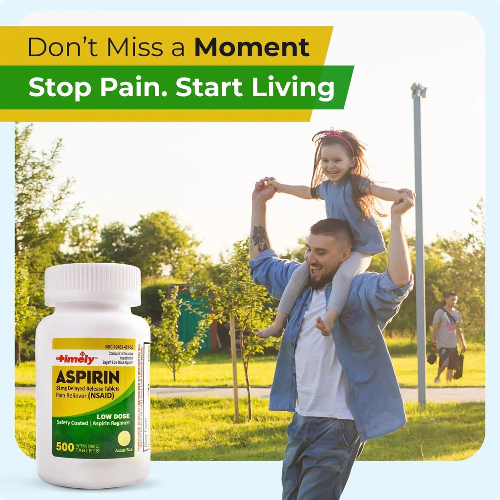 TIME-Cap Labs 500 Tablets Low Dose Aspirin 81mg Enteric Coated - NSAID Pain Reliever & Fever Reducer for Adults, Helps with Minor Aches, Headaches, Muscle Pain, Toothaches, and Joint Discomfort TIME-CAP LABS, INC. Au supplements