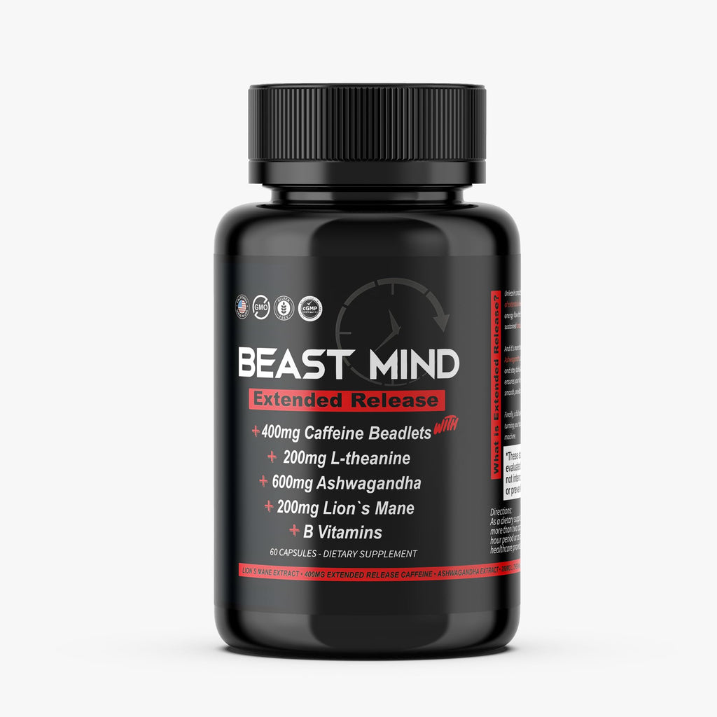 Beast Mind Extended Release Extreme Energy Pills | 400mg XR Caffeine | 600mg Ashwagandha | 200mg Lion's Mane, Increased Energy & Focus, Natural Nootropic Labs Beast Mind Au supplements