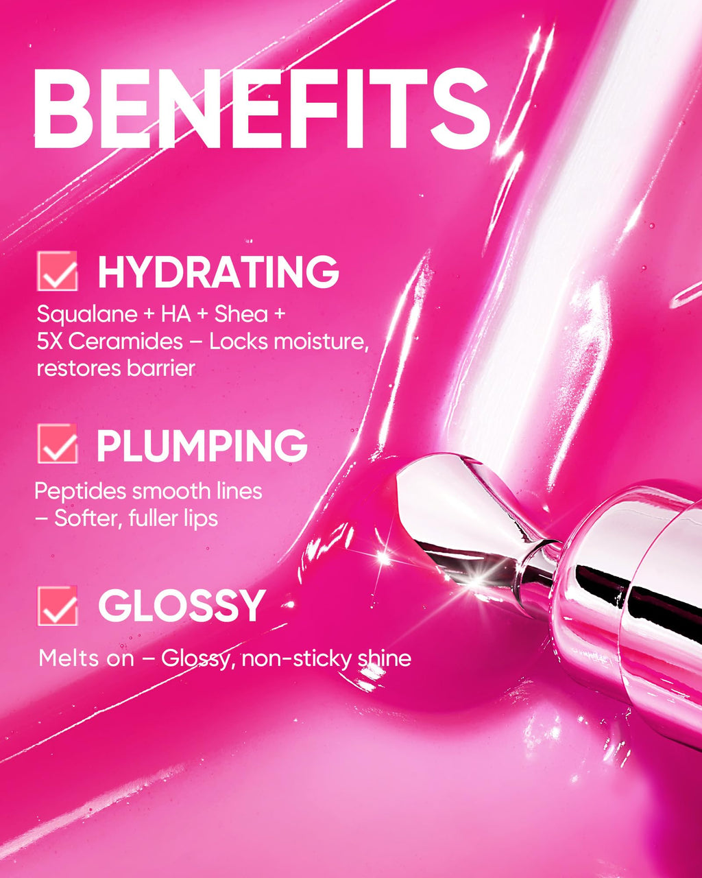 SKINTIFIC Peptide Brightening Lip Serum, Hydrating & Plumping Tinted Lip Gloss, Moisturizing Lip Balm with Polypeptides