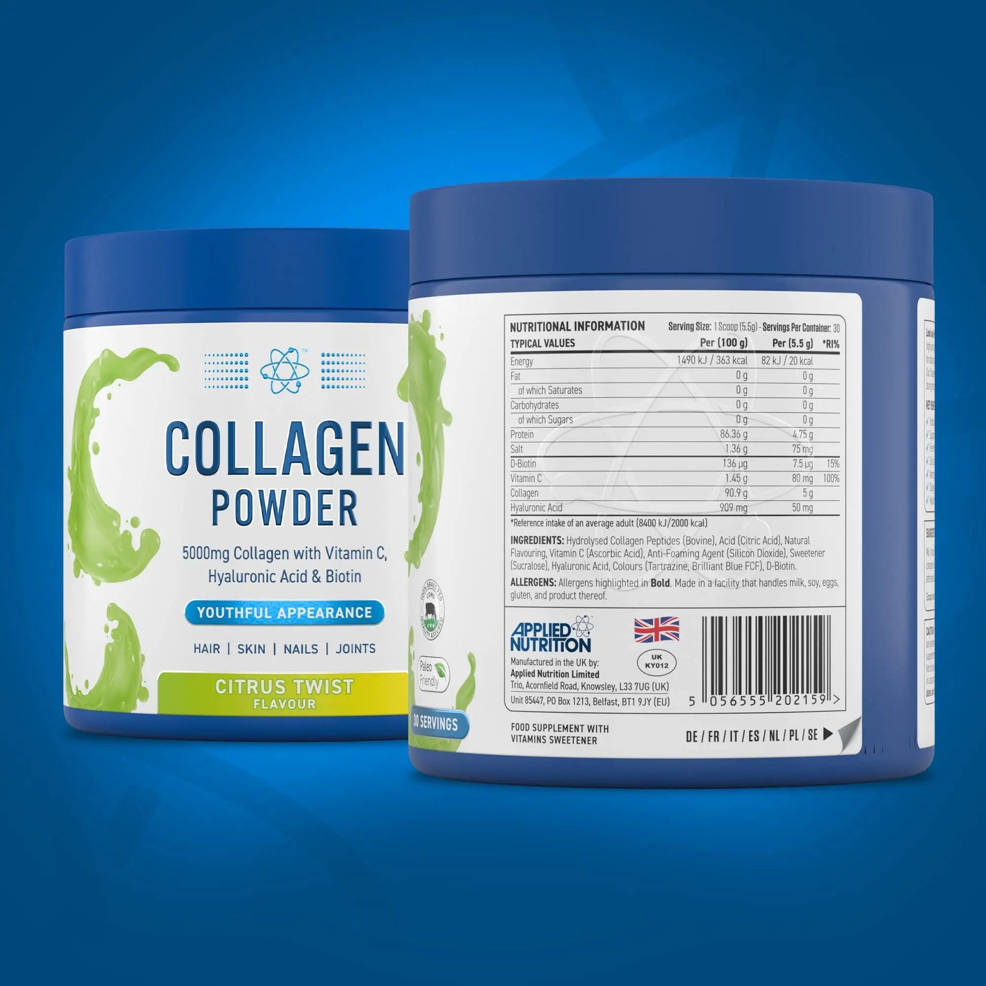 Applied Nutrition Collagen Powder - Citrus Twist Flavour - 5000mg Hydrolysed Bovine Flavoured Applied Nutrition Au supplements