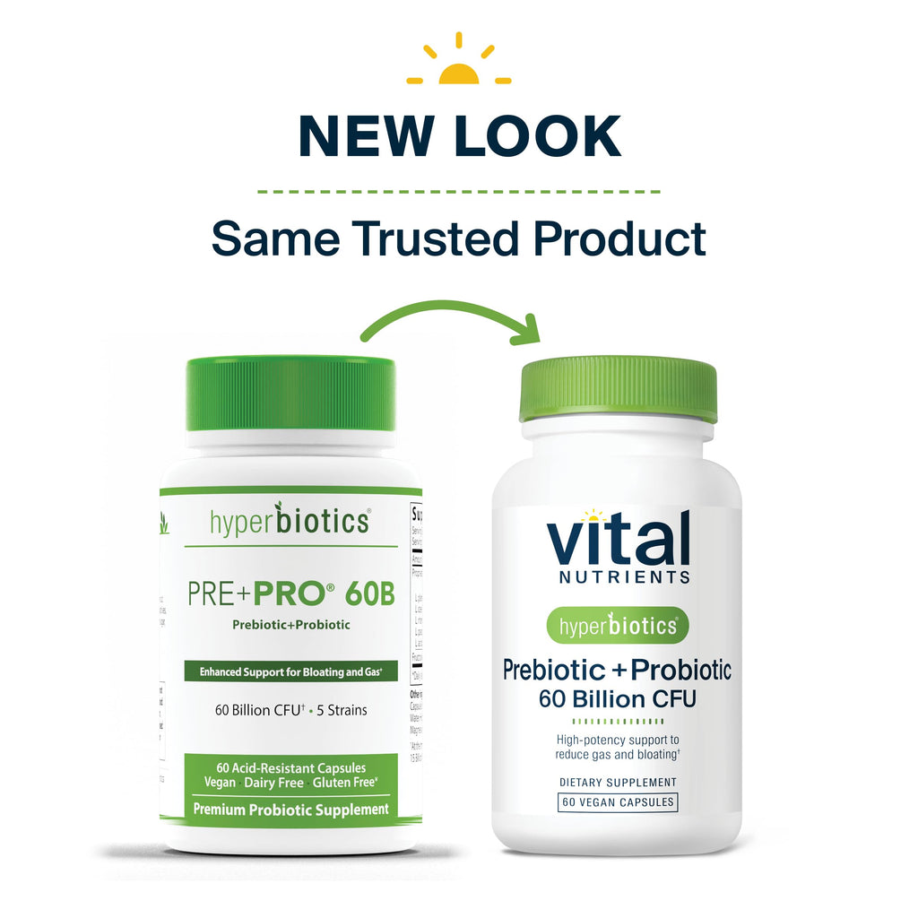 Hyperbiotics Vital Nutrients Prebiotic and Probiotic for Women and Men | 60 Billion CFU | Pre and Probiotics Supports Digestive Health, Constipation,