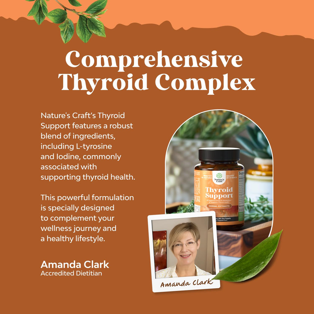 Herbal Thyroid Support Complex - Potent Kelp Iodine Supplement with L Tyrosine, Bladderwrack, Selenium & Pure Ashwagandha for Hormone Balance