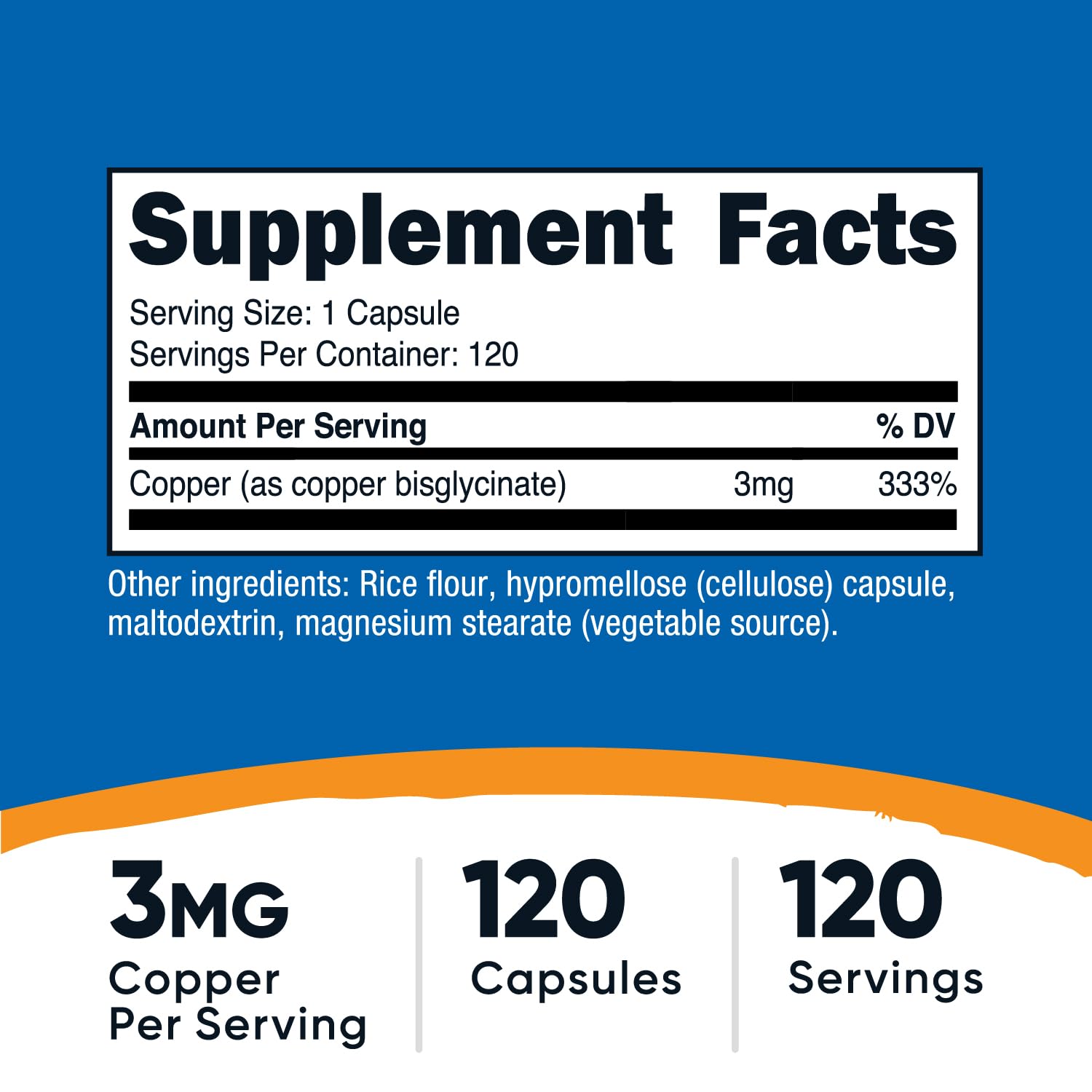 Nutricost Copper Glycinate Capsules (120 Capsules, 3MG Copper per Serving) - Non GMO, Vegan