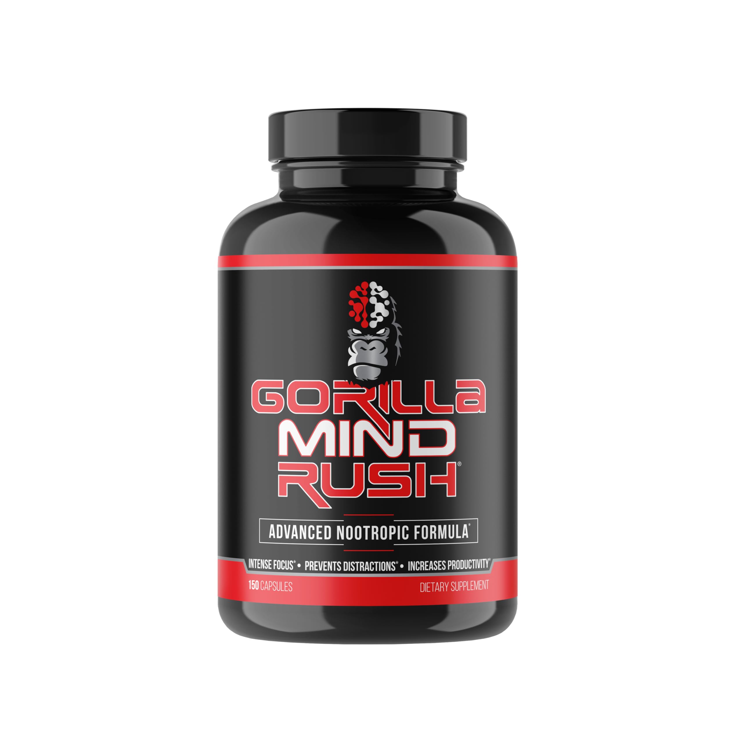 Gorilla Mind Rush - Nootropic Supplement | Intense Focus · Insane Productivity Cognitive Health Support, Memory, Focus,