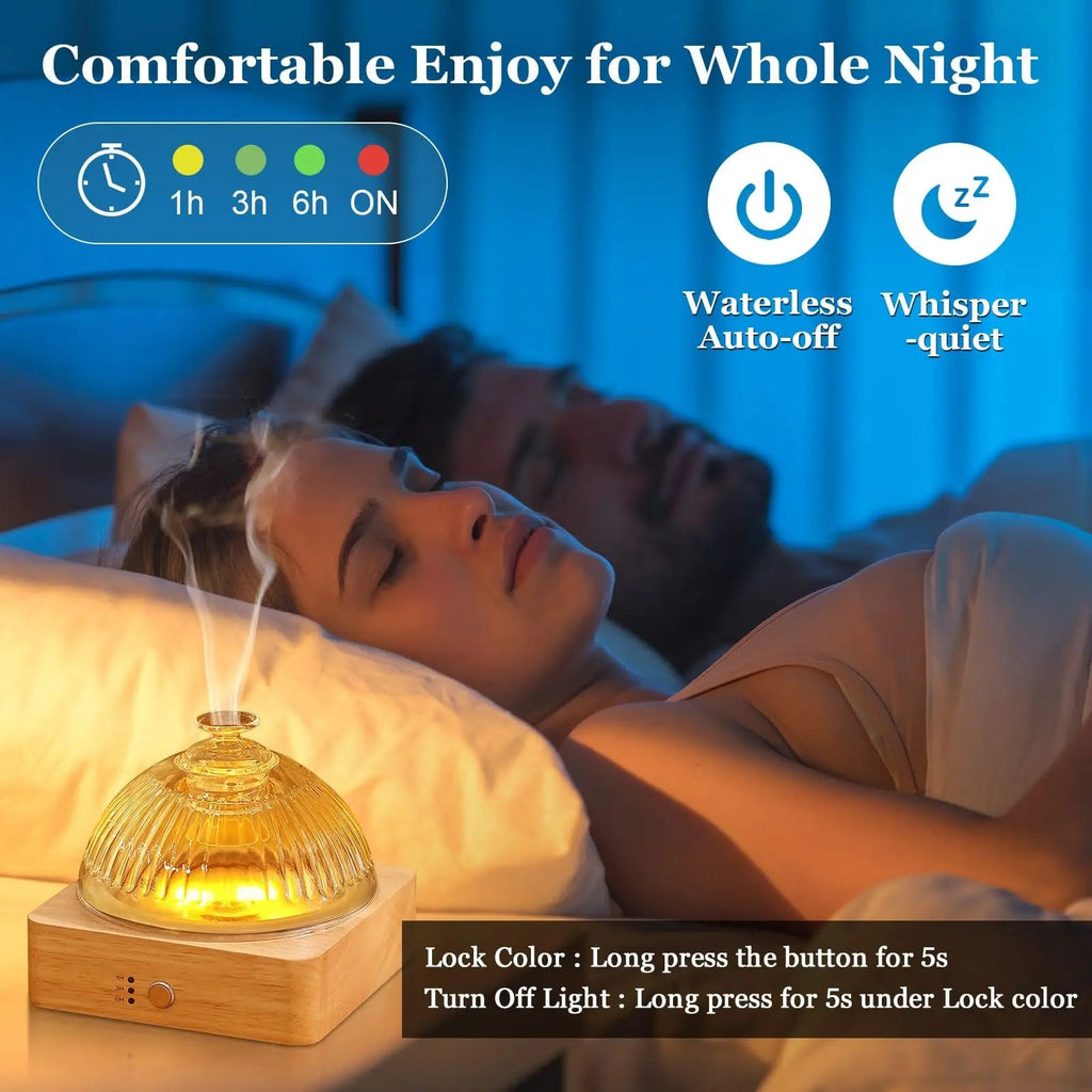 Lecdura Glass Essential Oil Diffuser with Glass Reservoir & Wood Base - Plastic Free, 200ml Lock Lecdura Au supplements