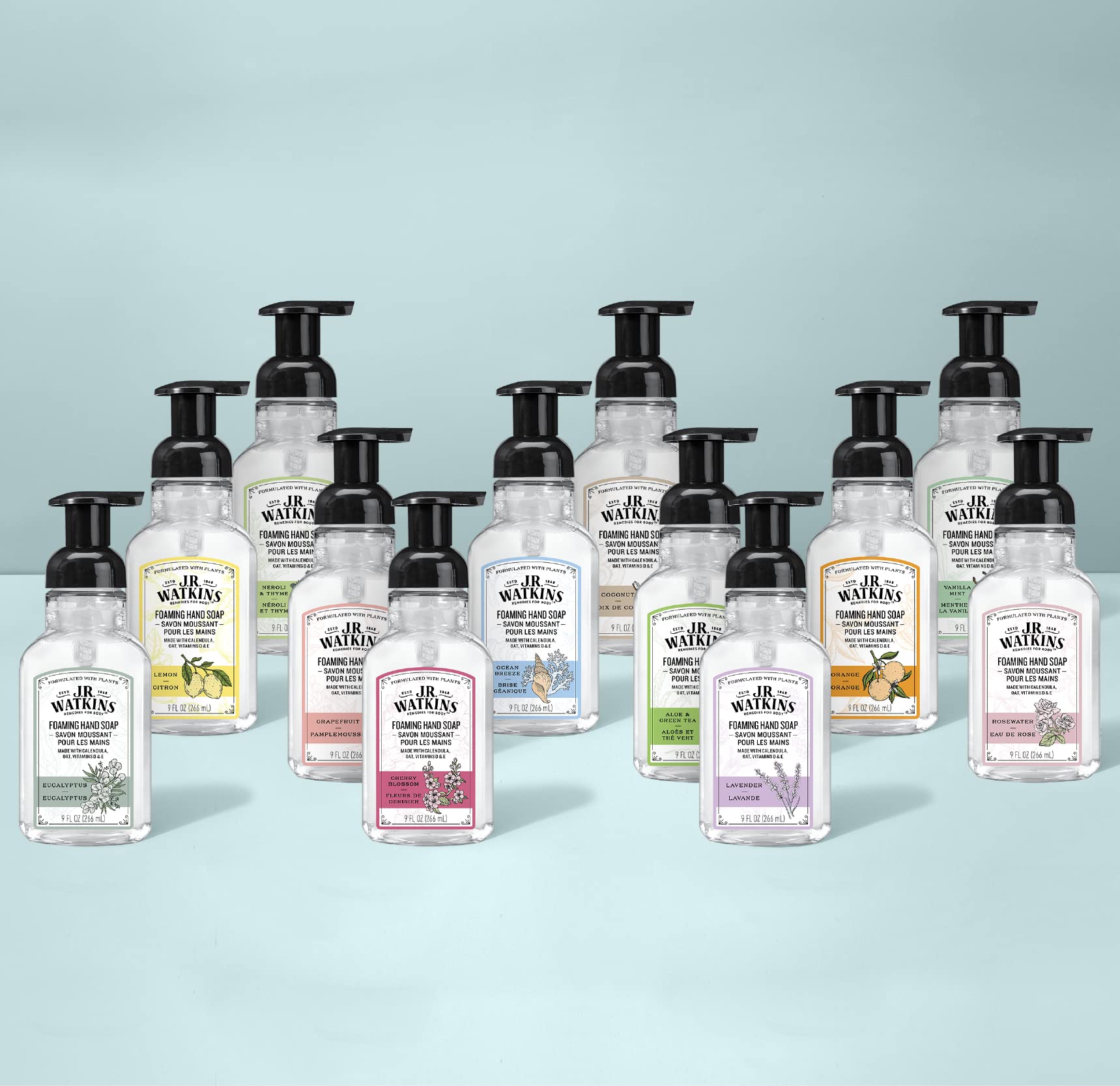J.R. Watkins Foaming Hand Soap with Pump Dispenser, Moisturizing Foam Hand Wash, Alcohol-Free, Cruelty-Free, Citron, 9 fl oz, 3 Pack