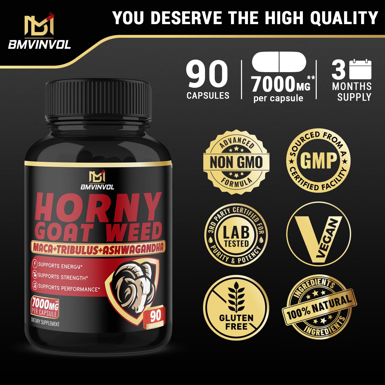 BMVINVOL Horny Goat Weed Capsules - 7000mg Herbal Equivalent BMVINVOL Au supplements