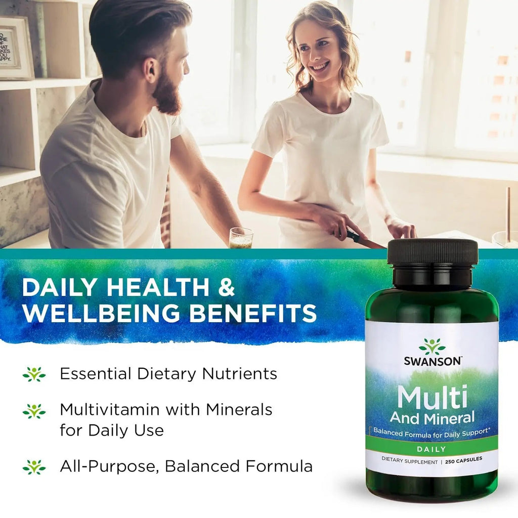 Swanson Multi and Mineral Daily Men's Women's Multivitamin Multimineral Health Supplement 250 Capsules (Caps) Swanson Au supplements