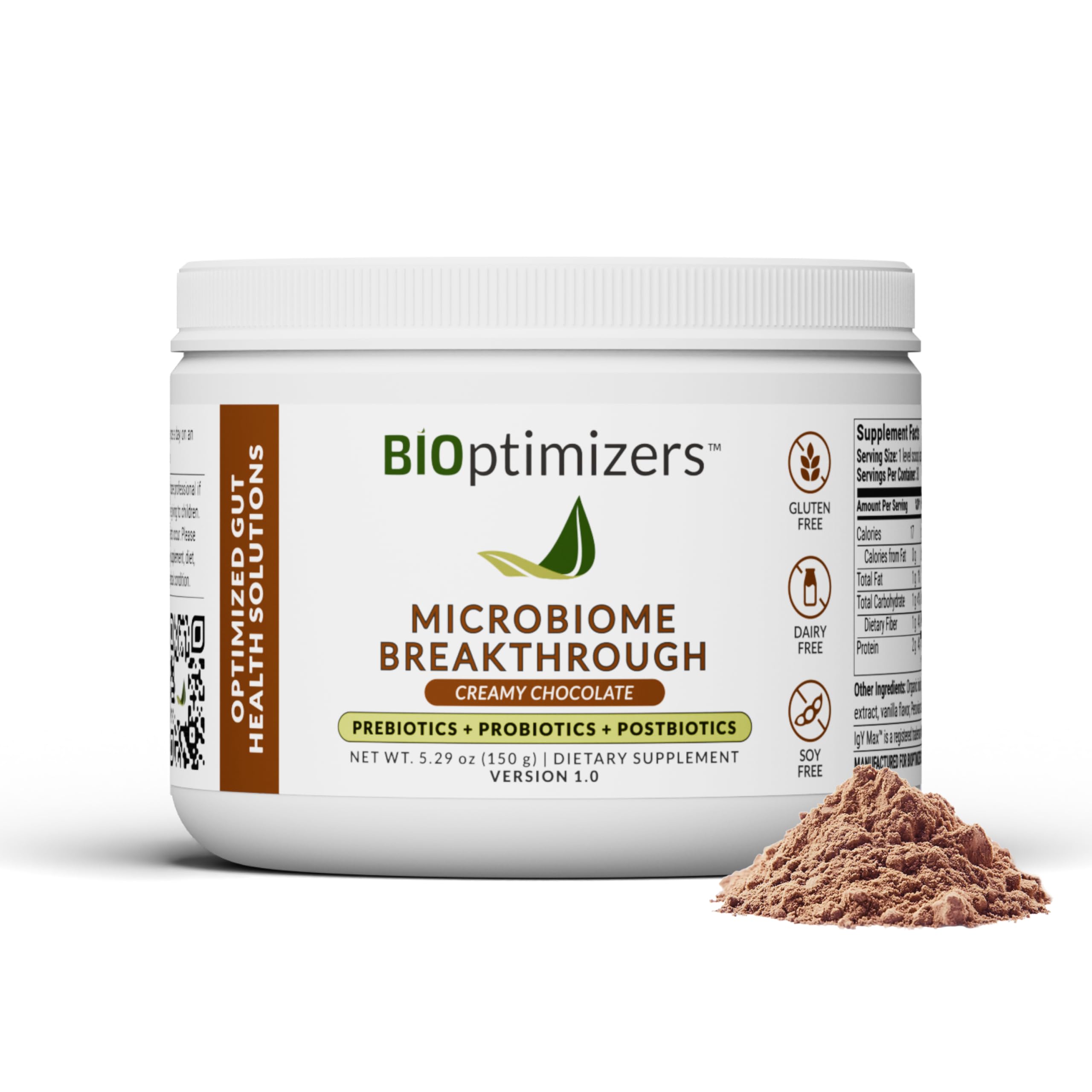 Microbiome Breakthrough Gut Support Powder Chocolate Flavor With Lactobacillus Strains, Bone Broth & Collagen Source of L-Glutamine Supports Digestive Comfort, Gas & Bloating Relief 30 Servings*