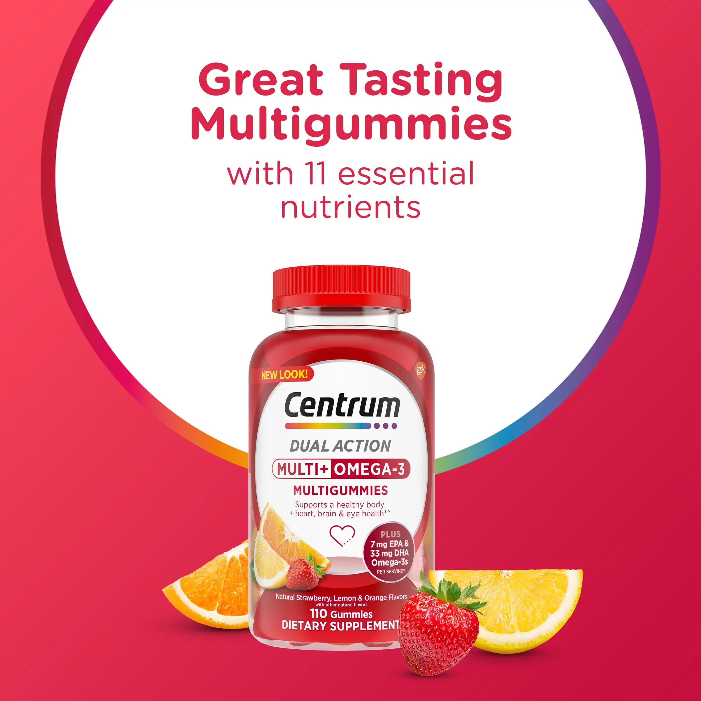 Centrum MultiGummies Multi+ Omega 3 Dual Action, Adult Multivitamin, Multivitamin/Multimineral/Omega 3 Centrum Au supplements