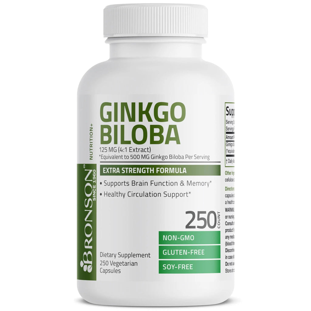 Bronson Ginkgo Biloba Extra Strength 125mg (4:1 Extract) Equivalent to 500mg Bronson Au supplements