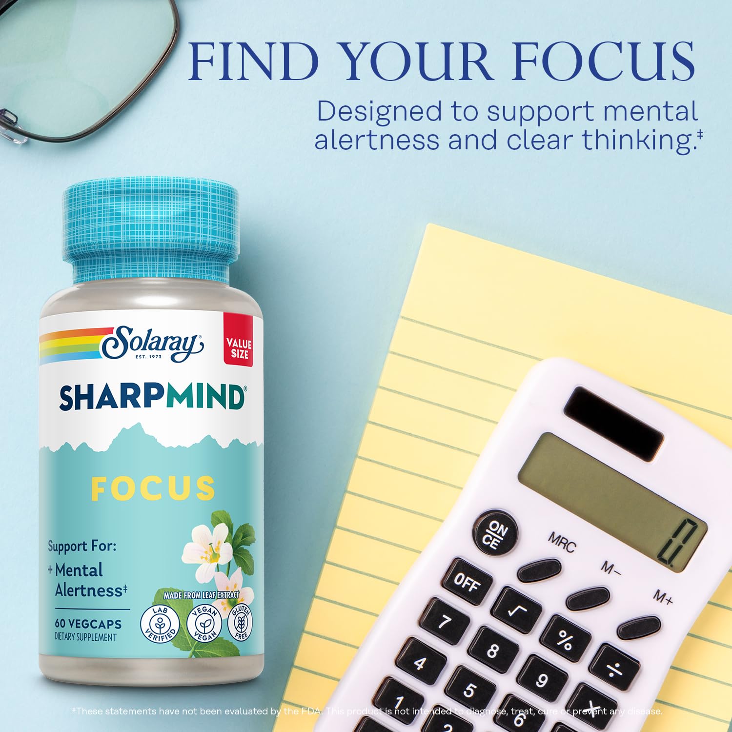 SOLARAY SharpMind Focus, Mental Alertness Nootropic Supplement for Healthy Brain Fog, Cognizin Citicoline, Lions Mane Mushroom, Bacopa Monnieri, 60 Day Money Guarantee, 60 Serv 60 Veg Caps SOLARAY Au supplements