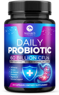 Probiotics 60 Billion CFU - 10 Strains + Digestive Enzymes & Prebiotics - Best Probiotic for Women & Men, Supports Immune, Gut Health, Occasional Constipation, Diarrhea, Gas & Bloating - 60 Capsules Nature's Peak Au supplements