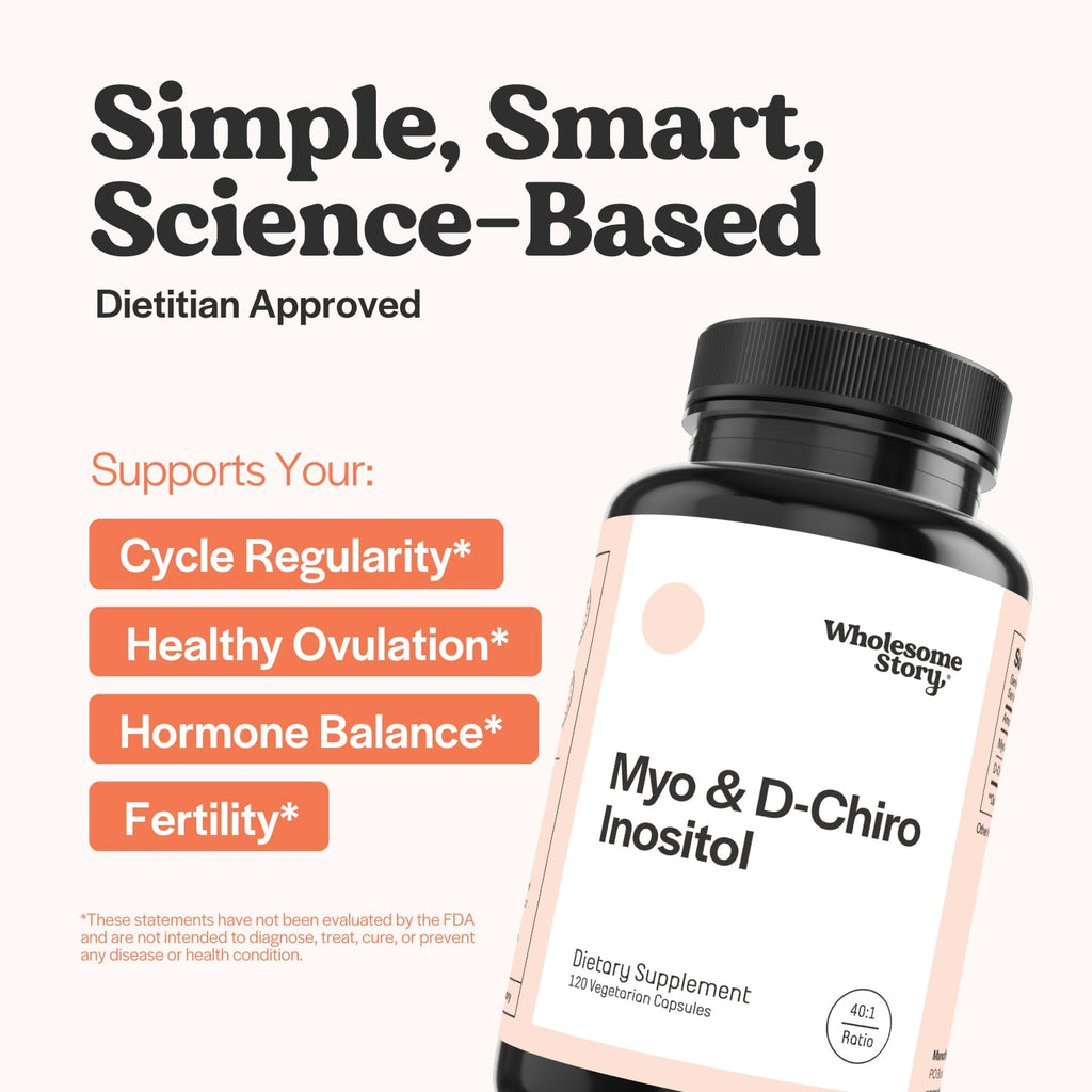 Wholesome Story Myo-Inositol & D-Chiro Inositol Supplement for Women | Fertility Supplements for Hormonal Balance & Ovarian Health Support