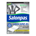 Salonpas Lidocaine 4% Pain Relieving Gel-Patch, 6 Count, for Back, Neck, Shoulder, Knee & Elbow Pain Salonpas Au supplements