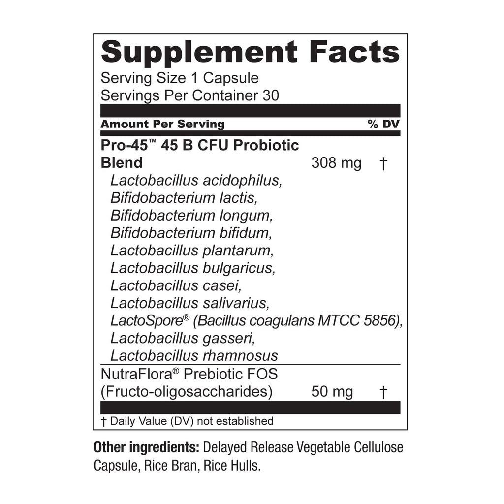 Live Conscious PRO45 Probiotics for Women & Men: Comprehensive Formula, 45 Billion CFU, 11 Strains, Dairy Free - w/Prebiotics and Probiotics