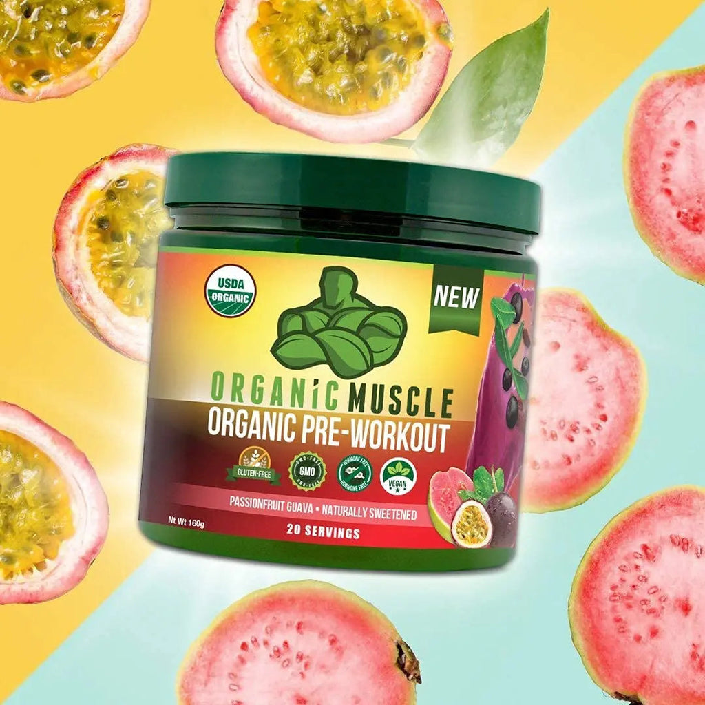 Organic Muscle Bundle - Pre-Workout Powder for Energy (Passionfruit Guava) + Replenisher Organic Muscle Au supplements