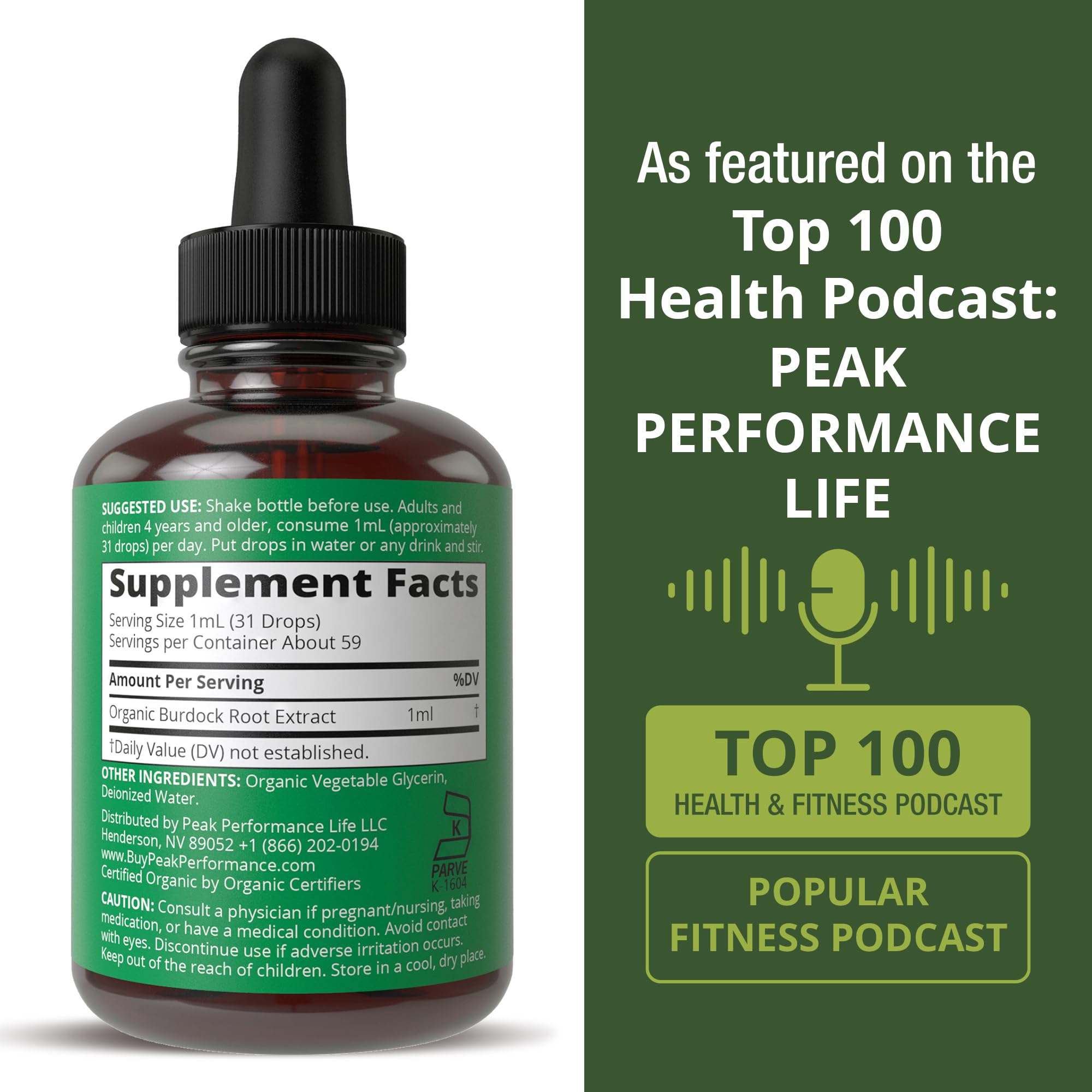 Peak Performance USDA Organic Burdock Root Liquid Drops Supplement. Vegan Extract Tincture for Women and Men. Organic Burdock Root Oil Herb. Zero Sugar, Gluten Free Supplements Peak Performance Au supplements