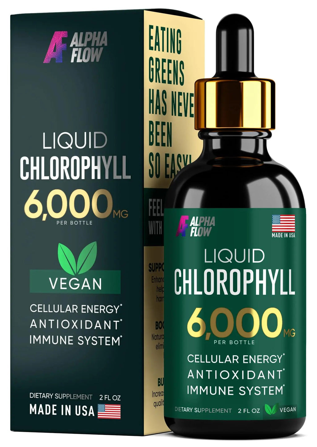 Chlorophyll Liquid Drops 6000 mg - Premium Liquid Chlorophyll Supplement - All-in-One Alpha Flow Au supplements