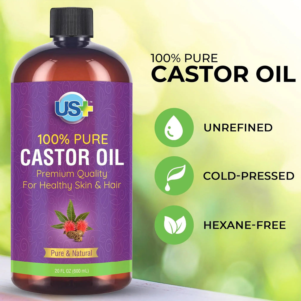 Us+ 20oz 100% Pure Castor Oil - Cold-pressed, Unrefined, Hexane-free - USP Grade - Premium Quality Us+ Au supplements