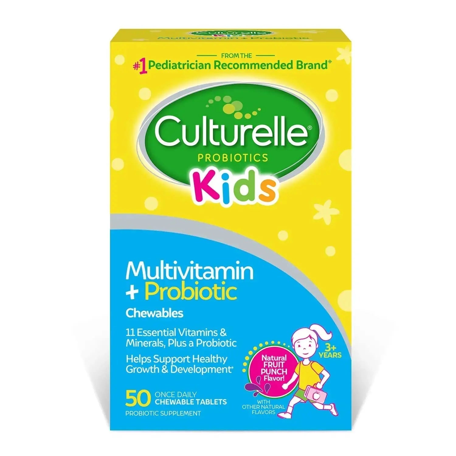 Culturelle Ultimate Strength 20 Billion CFU Probiotic Plus Kids Complete Multivitamin with 11 Vitamins and Minerals Chewables, 50 Count Culturelle Au supplements