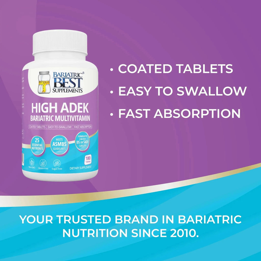 High A D E K Bariatric Multivitamin for Post DS/SADI Surgery, 25 Essential Nutrients for Post-Weight Loss Surgery, 180 Tablets Bariatric Best Supplements Au supplements