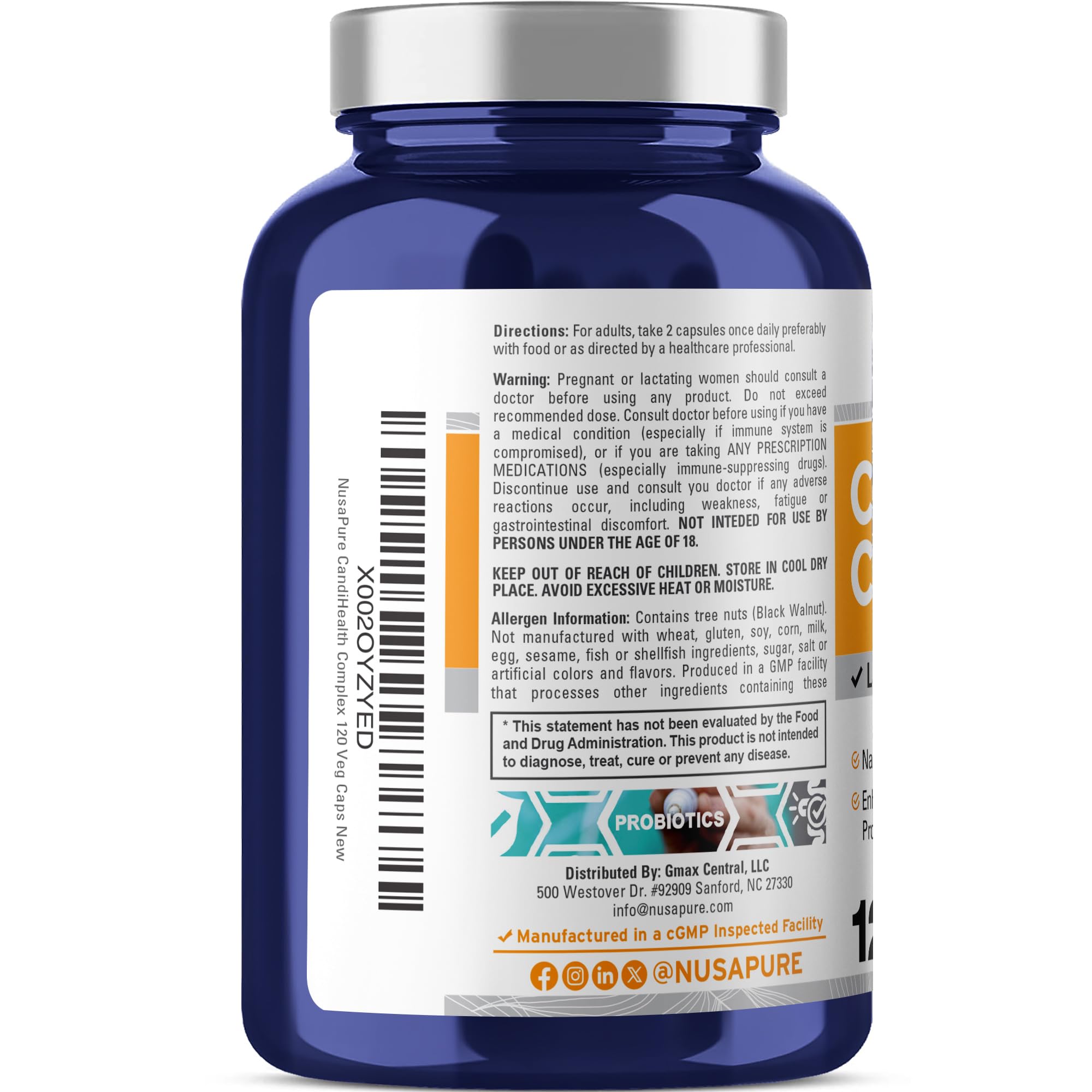 NusaPure CandiHealth Complex (Non-GMO, Vegan) 120 Veggie Capsules NusaPure Au supplements