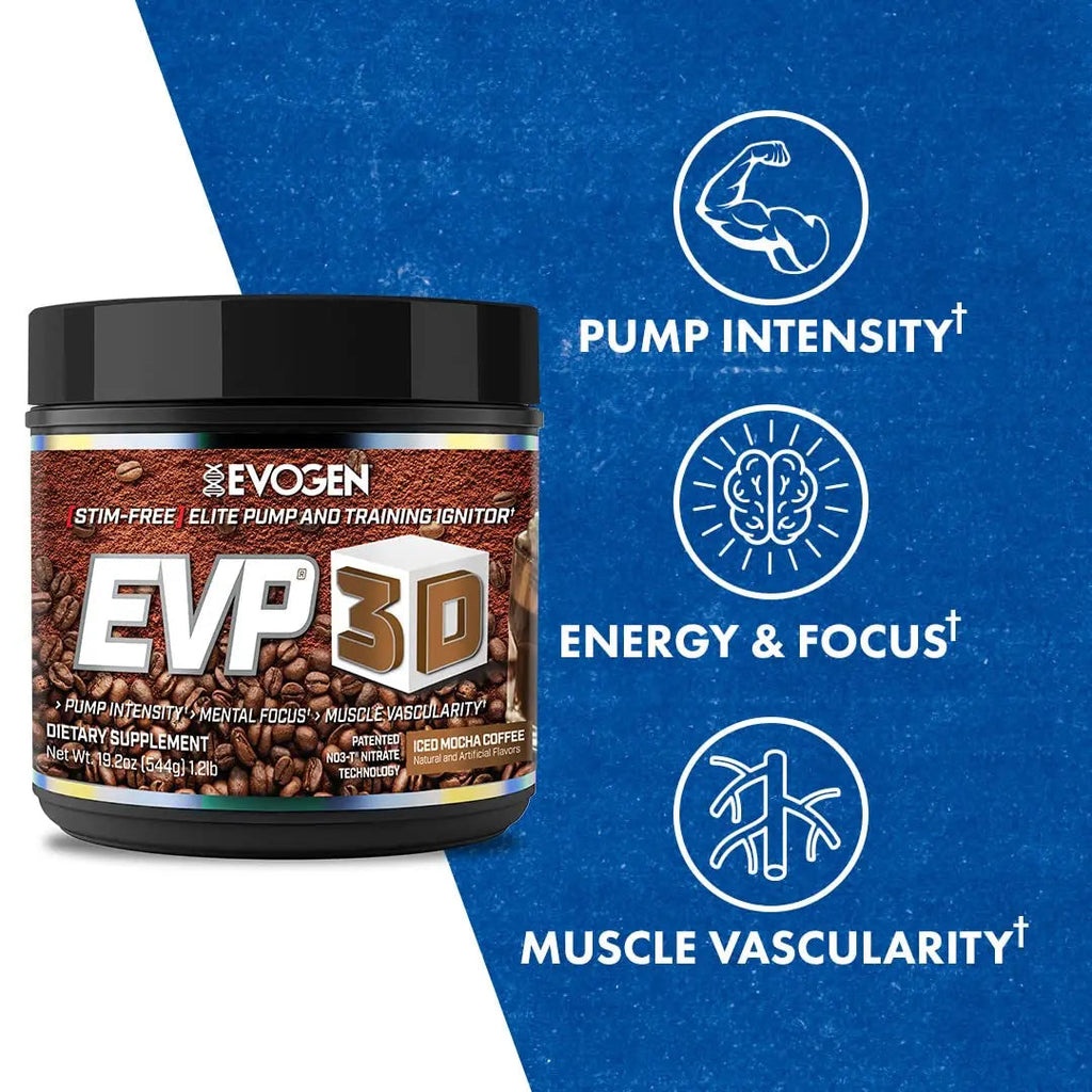 Evogen EVP 3D Iced Moche Coffee | Xtreme Stimulant Free Pre-Workout Powder Arginine Evogen Au supplements