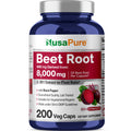NusaPure Organic Beet Root 20:1 Extract, 400 mg Equivalent to 8,000 mg - Black Pepper 4:1 Extract, 10 mg - 200 Veggie caps (Vegan, Non-GMO) NusaPure Au supplements