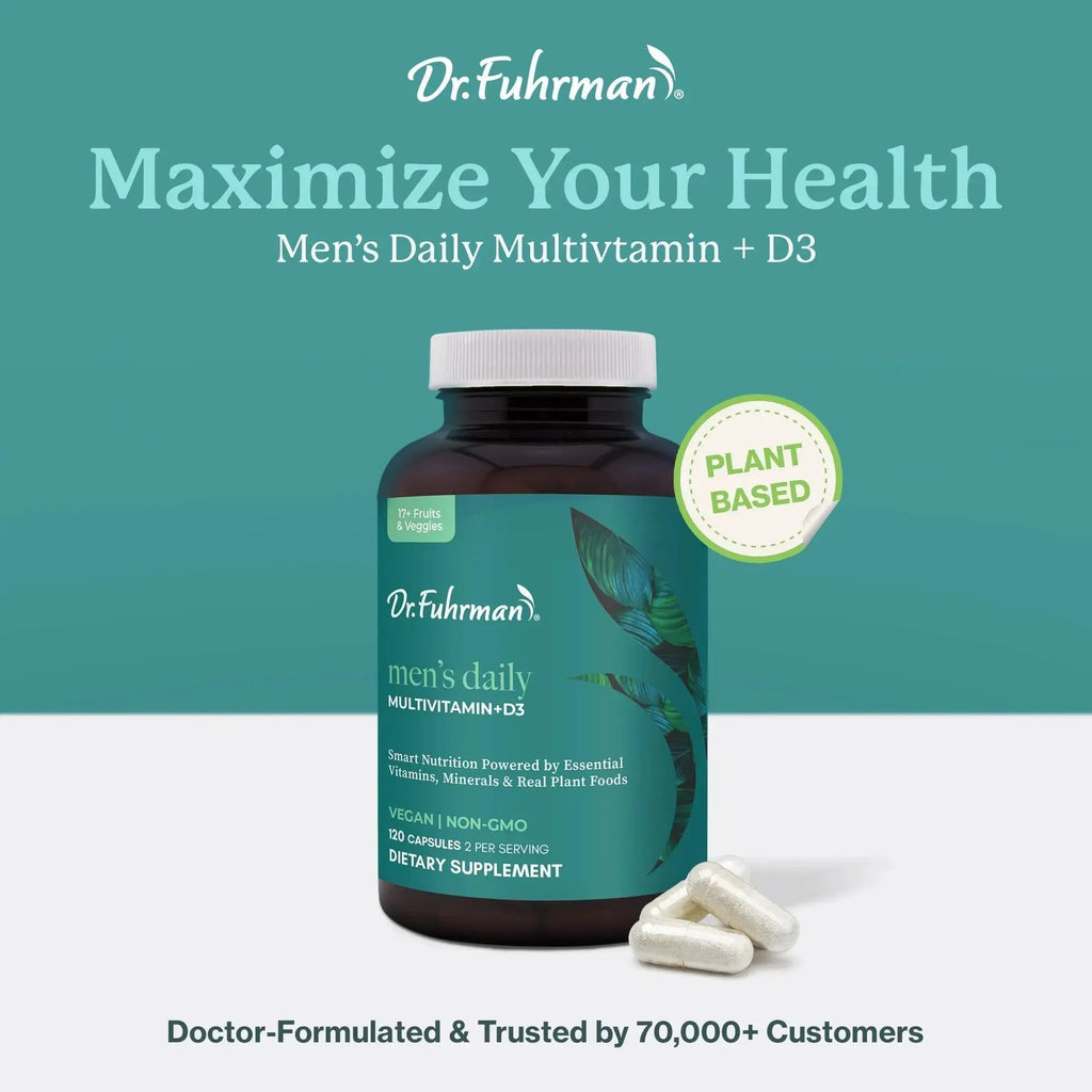 Dr. Fuhrman 2 Month Supply Multivitamin for Men + D3 Vitamin for Immune Support | Vegan Formula Womens Multivitamin with B12 & Zinc | Dr. Fuhrman Au supplements