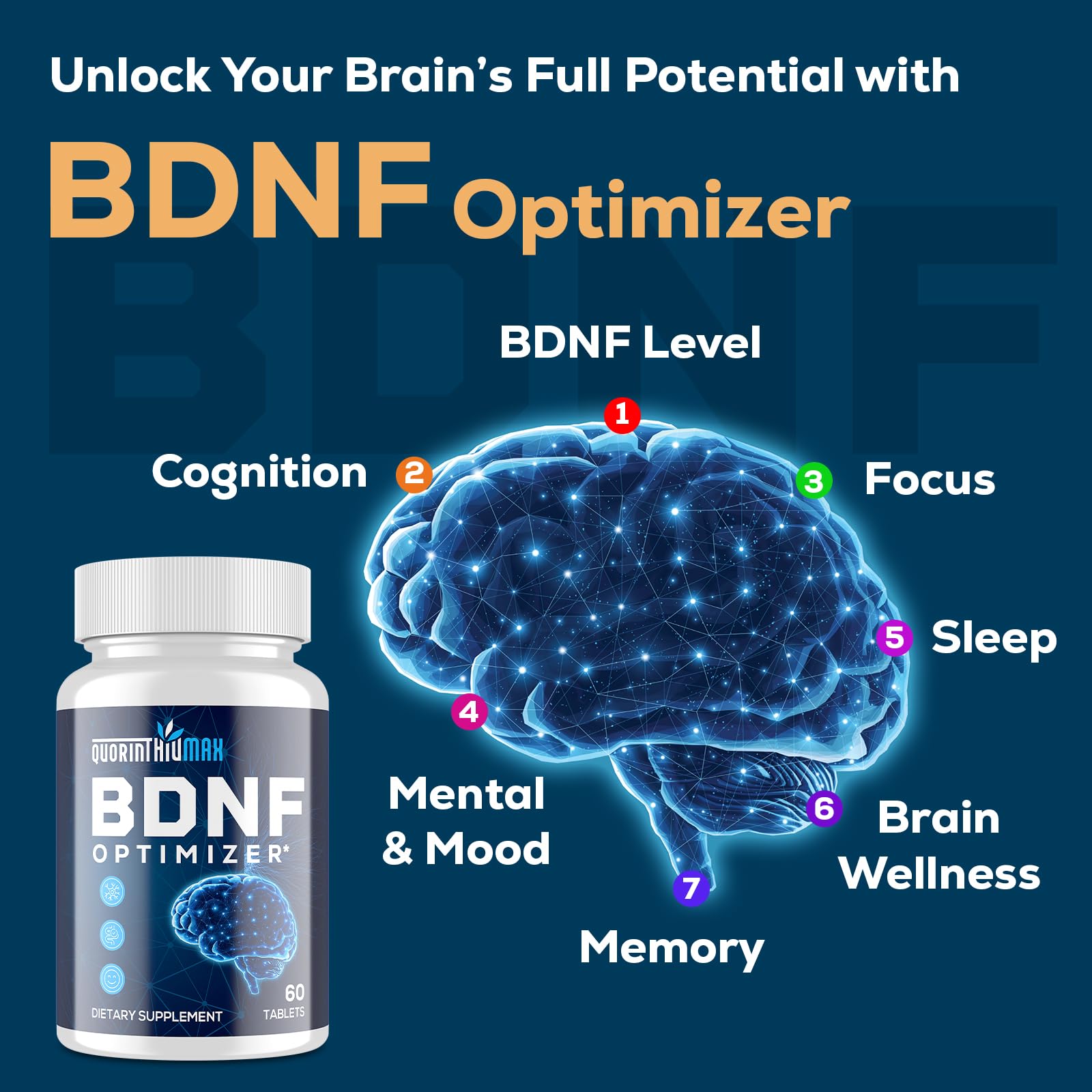 Nootropic Brain Supplement for Memory and Focus – BDNF Optimizer – Cognitive, Mental Clarity & Mood – High Absorption – Organic Lion's Mane, L-Theanine, Ginkgo Biloba & Alpha GPC – 60 Tablets Quorinthiumax Au supplements