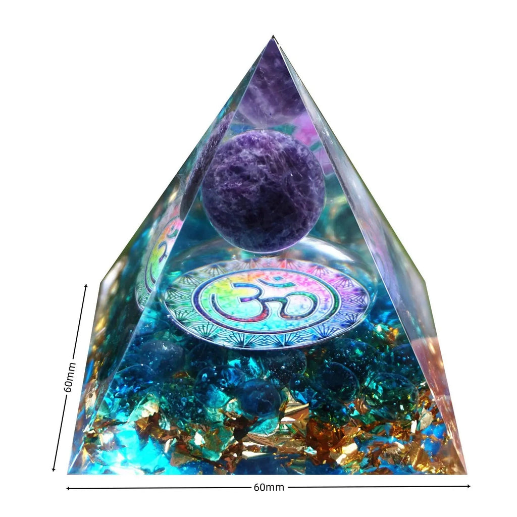 Besorgone Orgonite Pyramid for Positive Energy Amethyst Sphere Chakra Orgone with Blue Quartz Besorgone Au supplements