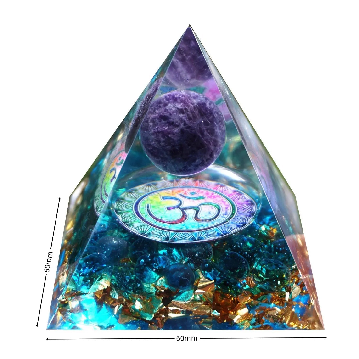 Besorgone Orgonite Pyramid for Positive Energy Amethyst Sphere Chakra Orgone with Blue Quartz Besorgone Au supplements