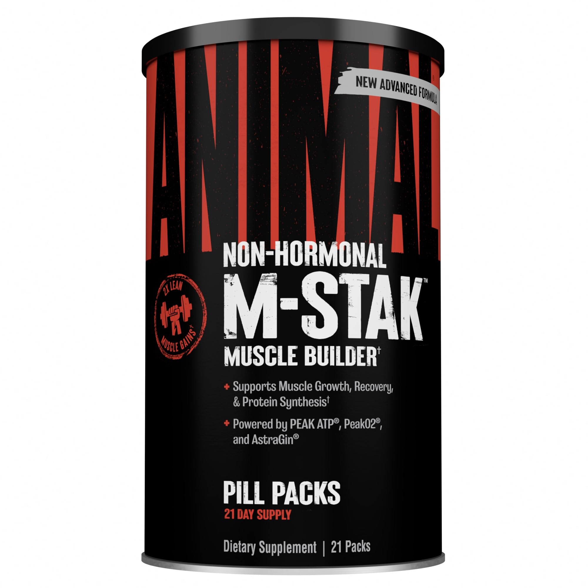 Animal M-Stak - Muscle Builder and Anabolic Mass Gainer Supplement for Bodybuilding - Lean Muscle Growth, Amino Complex and Pre Workout Energy, 21 Packs