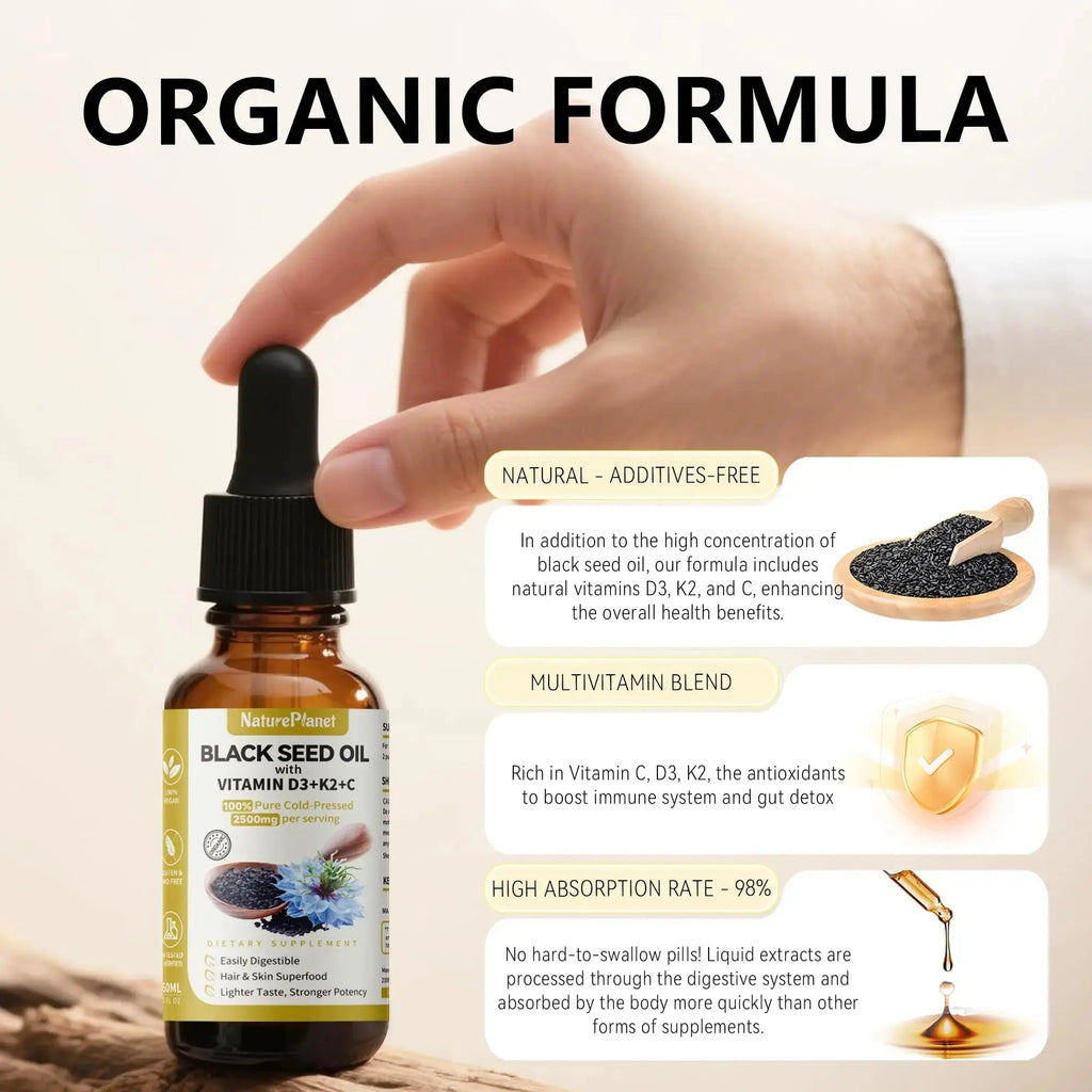 NaturePlanet Organic Soursop Bitters and Black Seed Oil Drops Bundles with Vitamins D3, K2, B6, C | NaturePlanet Au supplements