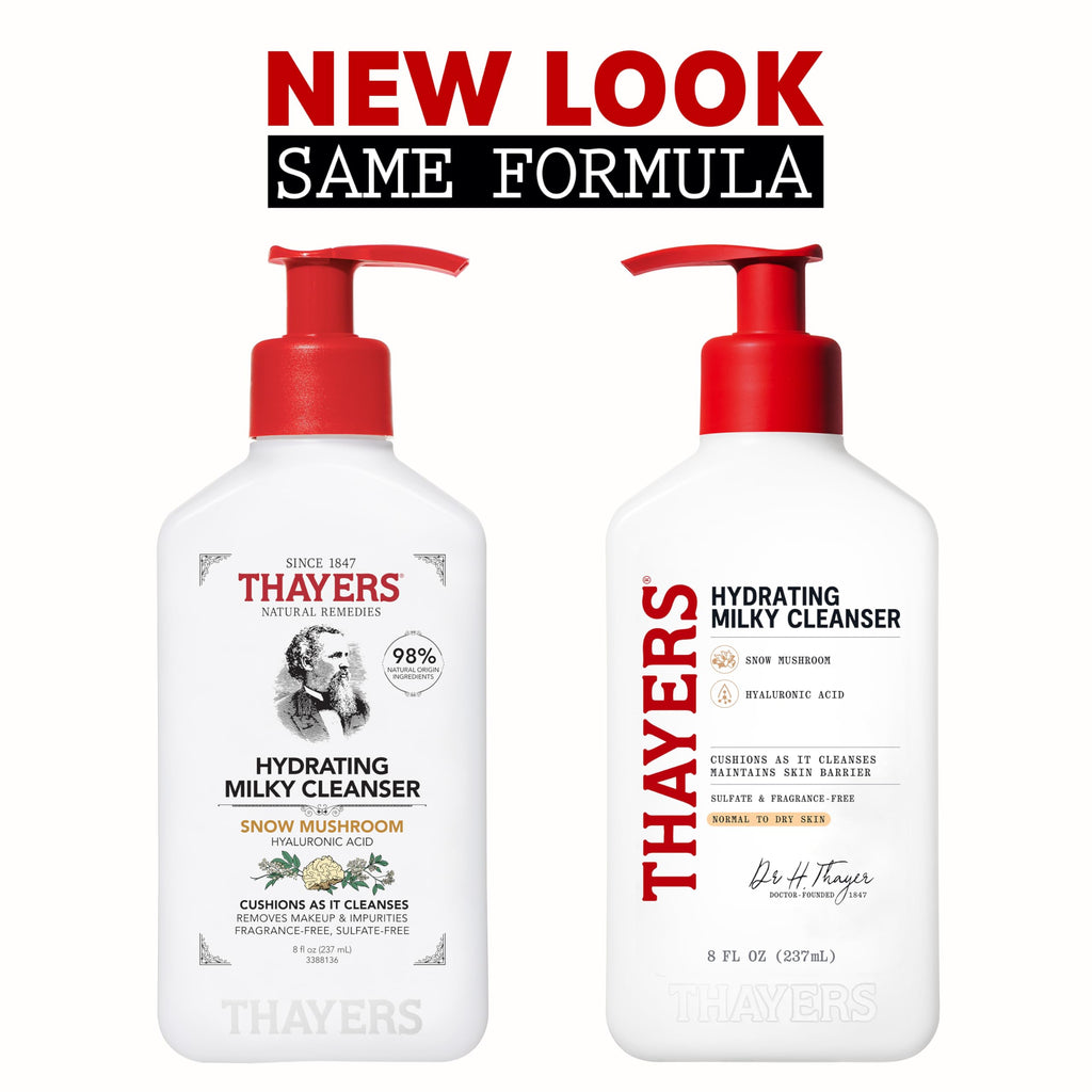 Thayers Milky Hydrating Face Cleanser with Snow Mushroom and Hyaluronic Acid, Dermatologist Recommended Gentle Facial Wash and Hydrating Skincare
