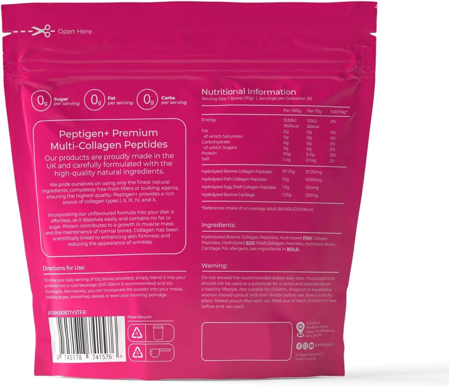 SoBodyCo Premium Collagen Supplement, Unique 5 Types of Collagen Powder, 300000mg, Collagen Peptides, Collagen So Body Co Au supplements