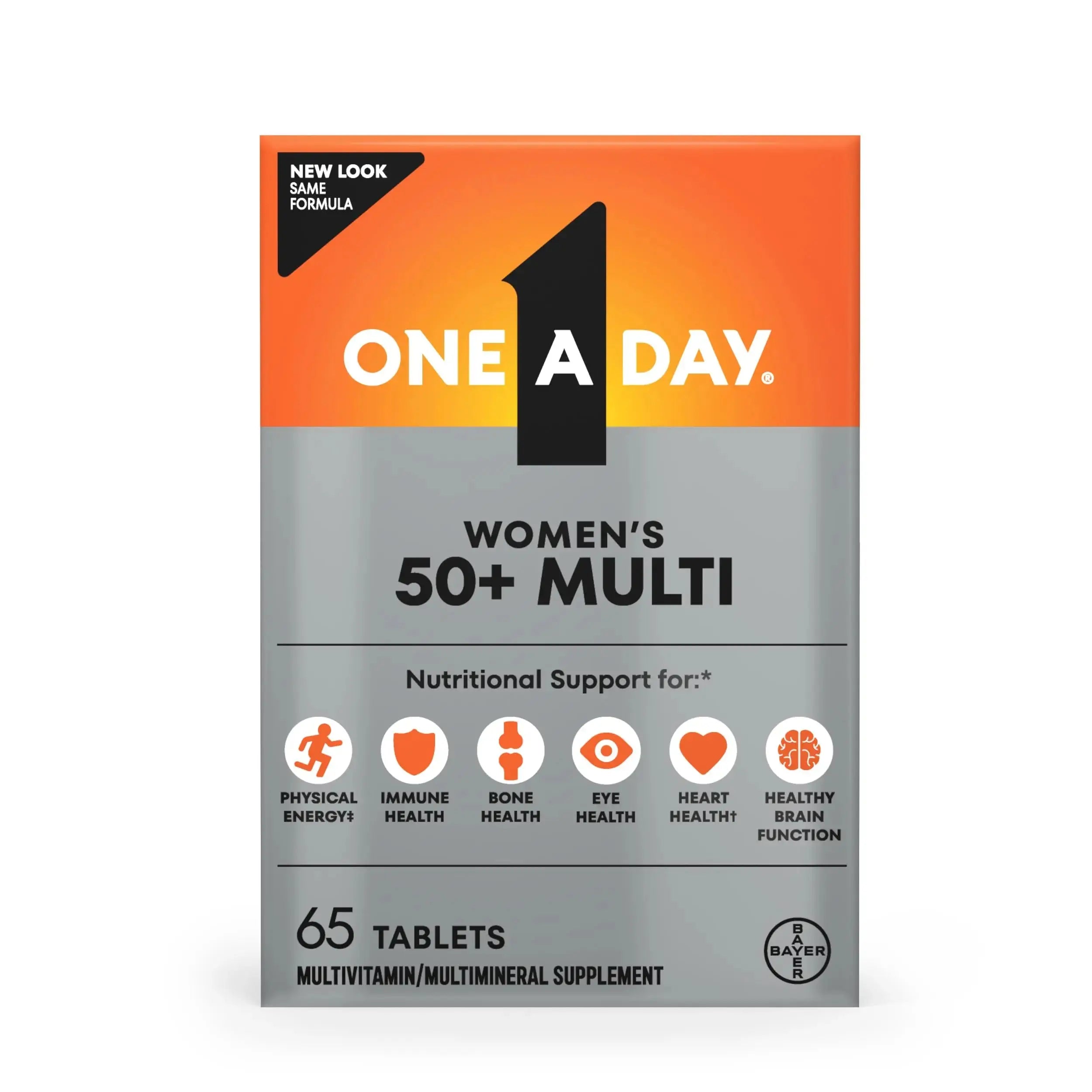 One A Day Multivitamin for Women 50 and Over Tablets, Womens Multivitamin 50 plus with Vitamins D, C, E, Zinc & Biotin, Daily Vitamins for Woman 50+, 65 Ct ONE A DAY Au supplements