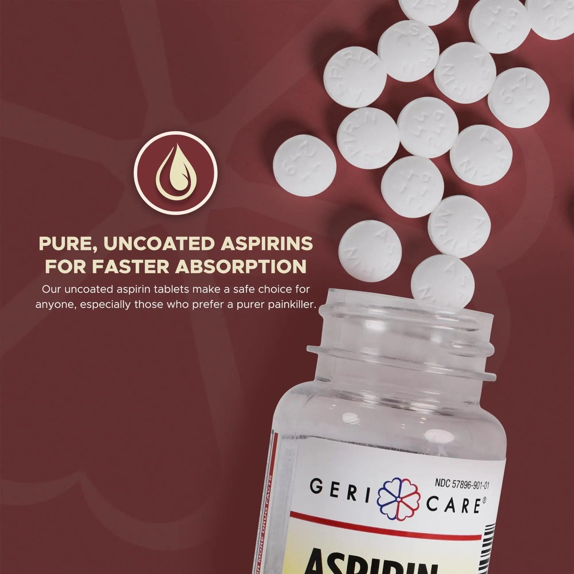GeriCare Bottled Aspirin 325mg 100 Count Bottle (Pack of 1) GeriCare Au supplements