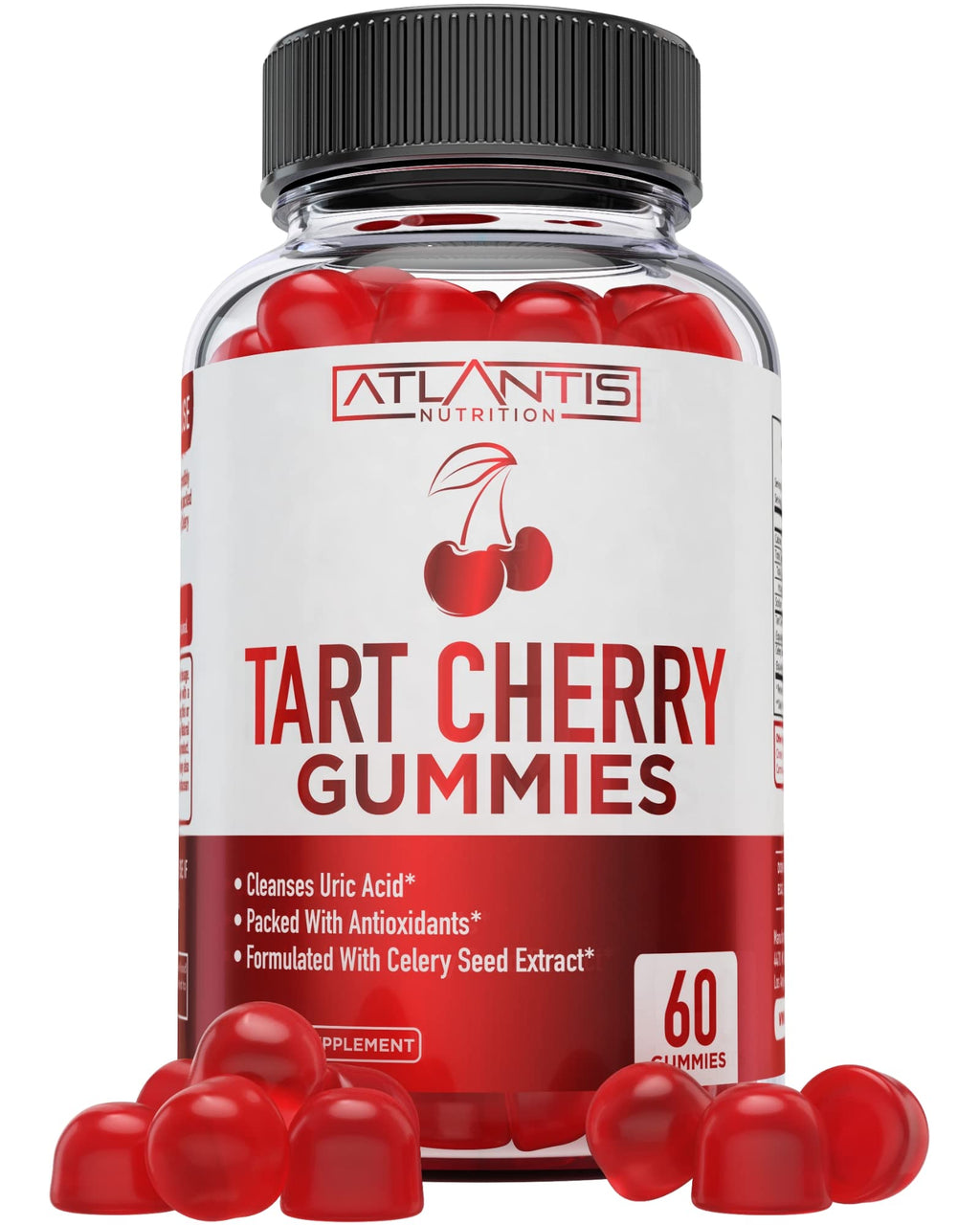 Atlantis Nutrition Tart Cherry Gummies with Celery Seed Extract - Advanced Uric Acid Cleanse for Immediate Relief | Joint Relief & Recovery