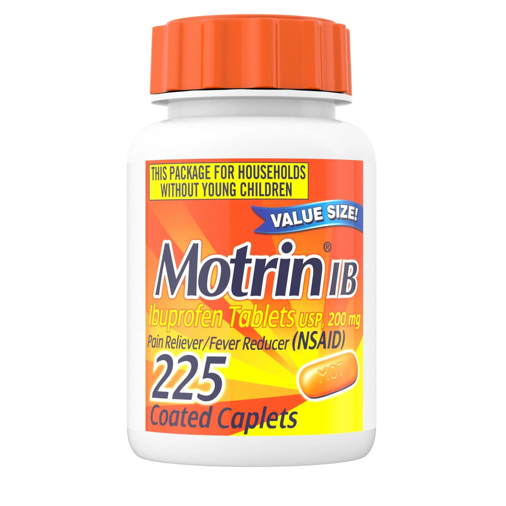 Motrin IB Ibuprofen 200mg Tablets, Ibuprofen Pain & Fever Reliever for Headache, Backache, Muscular Aches, Menstrual Pain & Minor Arthritis Pain, Over-The-Counter NSAID Medicine, 225 ct Motrin Au supplements