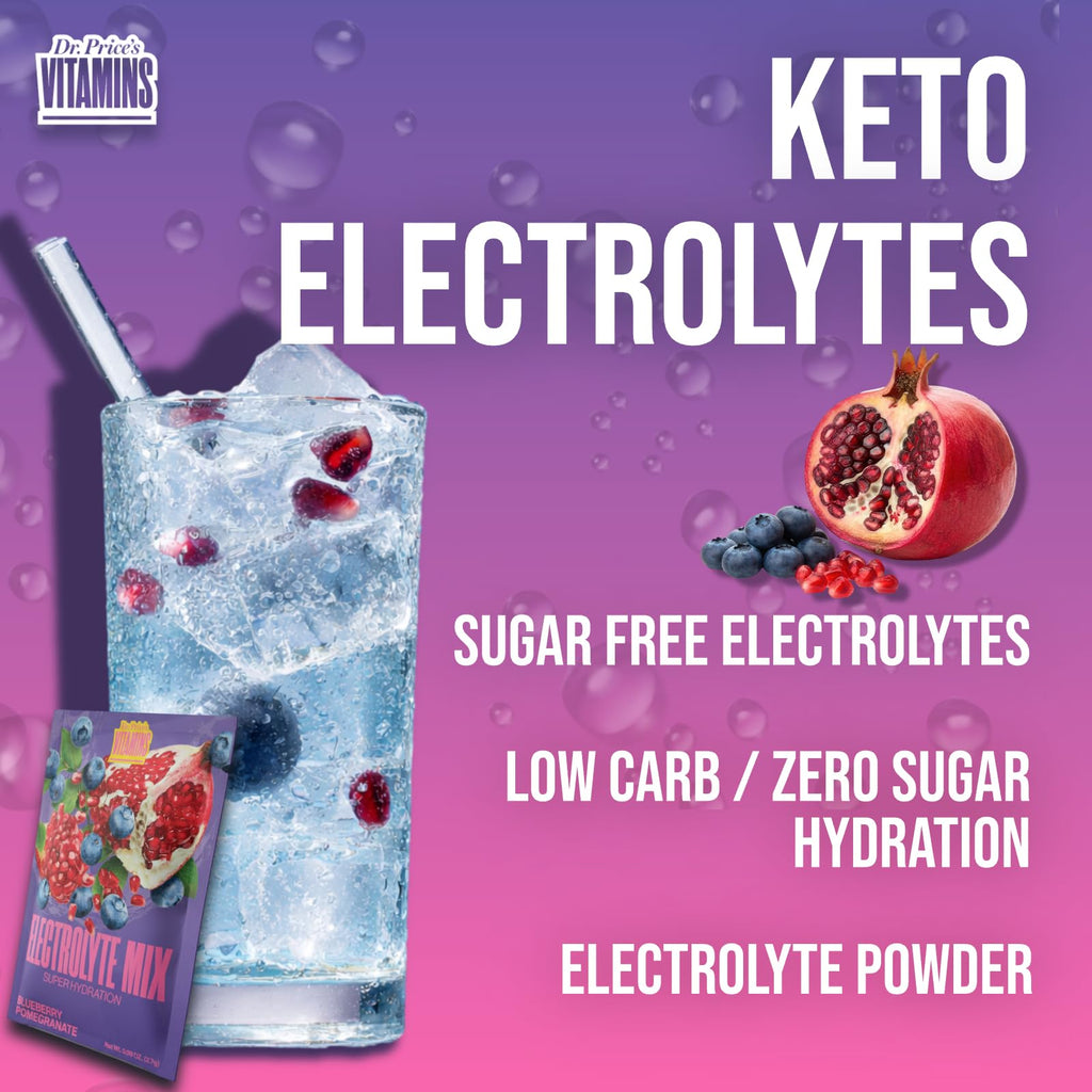 Dr. Price’s Electrolytes Hydration Powder Packets – Blueberry Pomegranate, 30 Packs | Sugar Free Electrolyte Drink Mix, 72+ Trace Minerals, Manganese